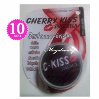 C-Kiss Cherry Kiss Sunscreen 3in1 SPF 60PA+++(แพคเก็จใหม่) เชอรี่คิส ครีมกันแดดหน้าเนียน ขนาด 10 g (10กระปุก)#451