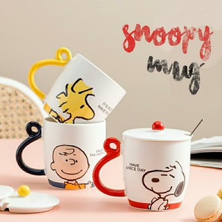 แก้วมัคสนูปปี้พร้อมฝาปิดและช้อน​ snoopy