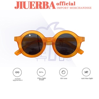 (JIUERBA-OFFICIAL) COD เด็กใหม่แว่นตากันแดดสำหรับเด็กทารกต้องการเด็กเฉดสีเด็กดวงอาทิตย์แว่นตา/ย้อนยุคสีทึบฝ้ากรอบแว่นตา UV400