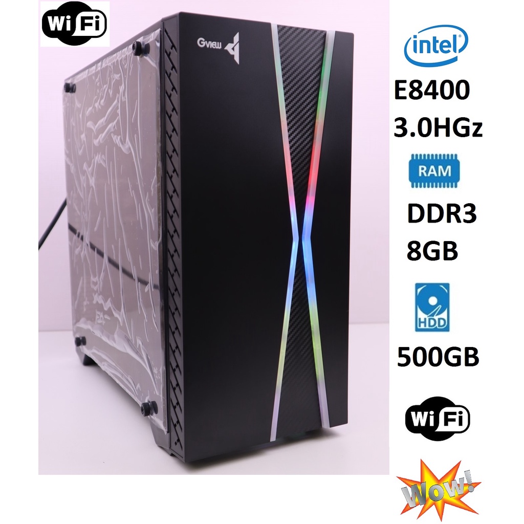 คอมพิวเตอร์ประกอบ Intel® Core™2 Duo Processor E8400 3.00GHz -RAM DDR3 8GB -HDD 500GB -Wi-Fi เคส GVIE