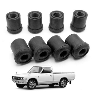 🔥โค้ดTSA409ลดเพิ่ม15%🔥บู๊ช ยางหูแหนบ หลังยาง 8 ชิ้น สีดำ Rear Leaf Spring Shackle Bushing Rubber Datsun,Nissan 620 Pick