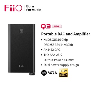 Fiio Q3 MQA-THX เครื่องขยายเสียงหูฟัง DAC แบบพกพา XU316 AK4452 PCM768 DSD512 2.5 3.5 4.4 มม. สําหรับโทรศัพท์ Android