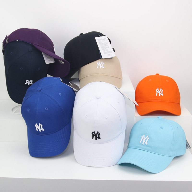 คลาสสิค โลโก้ขนาดเล็ก MLB ผู้ชายและผู้หญิง ซอฟท็อป หมวก กลางแจ้ง เรียบง่าย หมวกเบสบอล