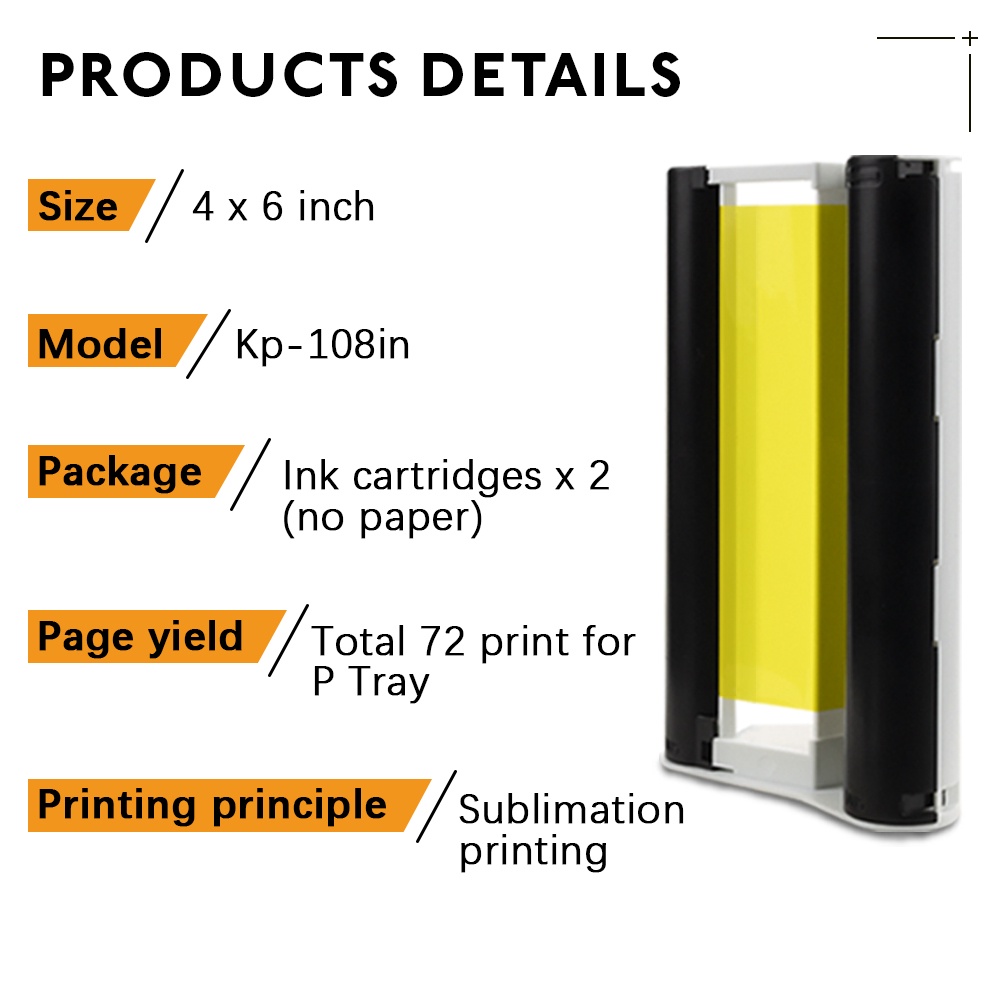 ตลับหมึก 1 แพ็ค และกระดาษรูปภาพ KP-36IN KP-108IN KP108IN สําหรับเครื่องพิมพ์ภาพ Canon Selphy CP1500 CP1300 CP1200 CP1000 CP910 CP900