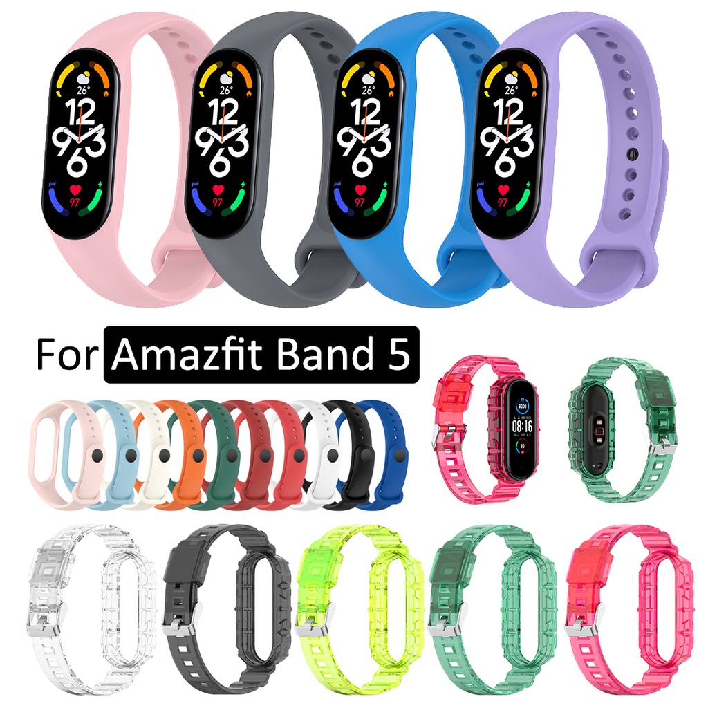 สําหรับสาย Amazfit band 5 สายเย็นใสซิลิโคนคลาสสิก TPU สายสมาร์ทวอทช์แบบนุ่ม