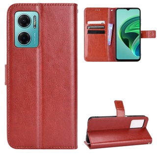 เคสโทรศัพท์หนัง PU ฝาพับ พร้อมช่องใส่บัตร และสายคล้อง หรูหรา สําหรับ Redmi Note 11E 5G 10 5G