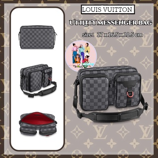 หลุยส์ วิตตอง  Louis Vuitton  UTILITY messenger bag/กระเป๋ากล้อง/messenger bag/กระเป๋าผู้ชาย/ใหม่/spot/ยุโรปซื้อ