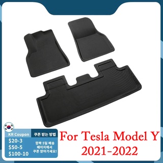 Tesla อุปกรณ์เสริมFully Surrounded Secial Foot ad For 2021 2022 Tesla Model Y Waterroof NonSli trunk Floor Mat TE XE Mod