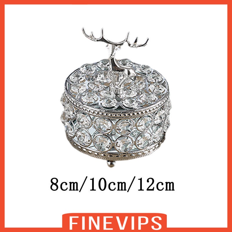 FINEVIPS Crystal Jewelry Box Jewelry Trinket Organizer Treasure Box