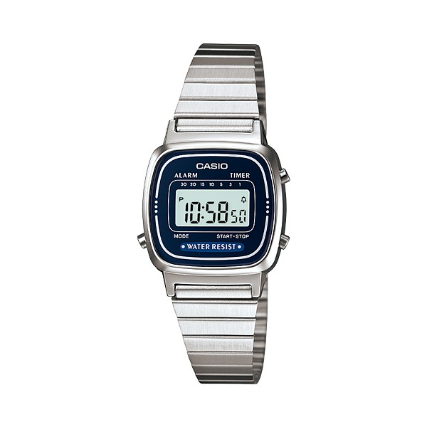Casio นาฬิกาผู้หญิง สายสแตนเลส สีเงิน รุ่น LA670WA-2DF,LA670WA