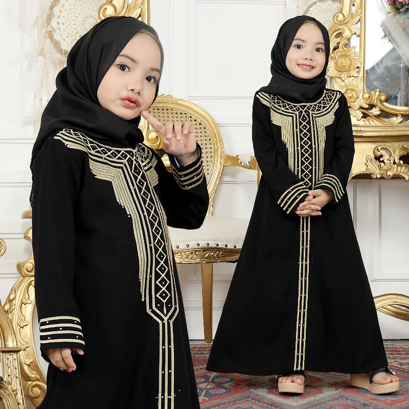 HITAM Gallery Exclusive Black Abaya Gamis ปักเด็กตุรกี (เลื่อนให้ขวาเพื่อดูโมติฟเด็กอื่น)