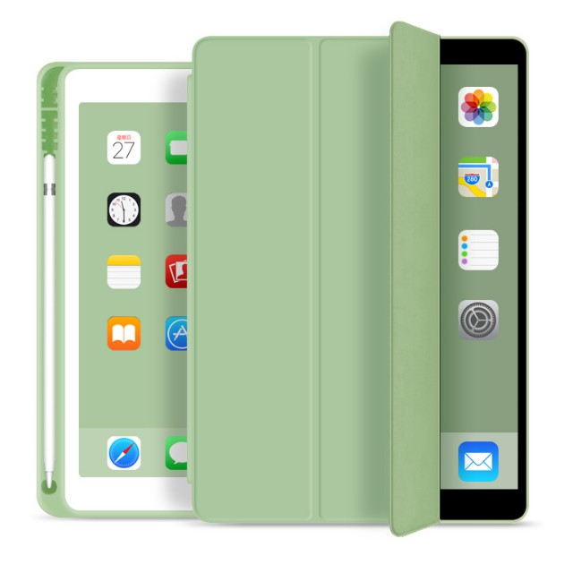 เคส Ipad mini5 เคสป้องกัน มีช่องเก็บปากกาสัมผัส สีบริสุทธิ์ iPad Case With Pen Holder   นุ่มสามพับ m