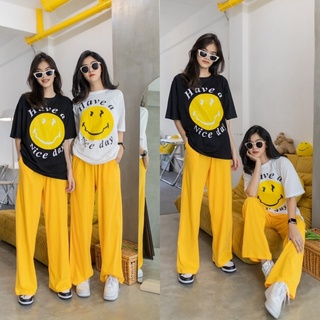 ชุดเซ็ทเสื้อแขนสั้น+กางเกง smile
