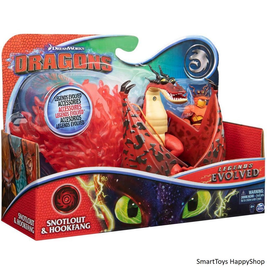 เซ็ตตุ๊กตามังกรสีส้มสุดซ่าส์และอัศวินมังกรลิขสิทธิ์แท้จาก DreamWorks รุ่นพิเศษ Spin Master Dragons Legends Evolved Snotl