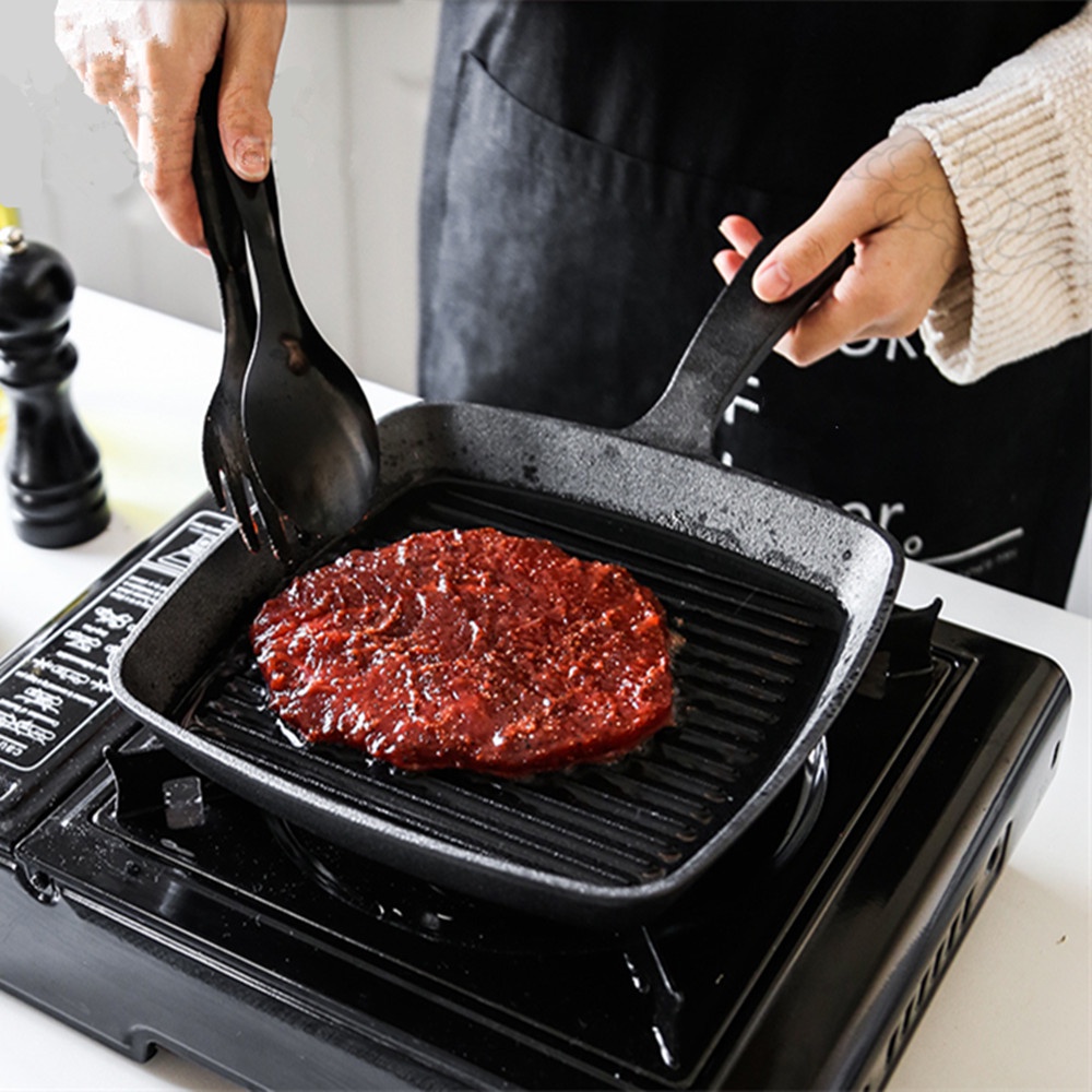 ☃Pan Cast Iron Cauldron Steak Skillet Grill Pan Gas Stoves Non-stick Frying Pans Home Garden Wok Pan Stripe Thick-bottom