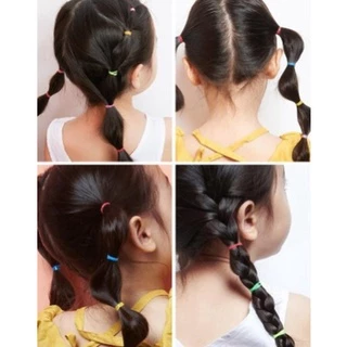 พร้อมส่ง!! ยางรัดผม ยางมัดผม หนังยางรัดผม ที่รัดผม เส้นเล็ก ยางมัดผมเด็ก หนังยางแฟชั่น แบบยืด ถุงใหญ่ (คละสี)