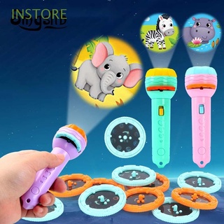 INSTORE Birthday Sleeping Story Book Baby Torch Lamp Toy Flashlight Projector Night Study Learning Holiday Multiple Patterns Book Kid Gift Light Up Toy Xmas Early Education/Multicolor