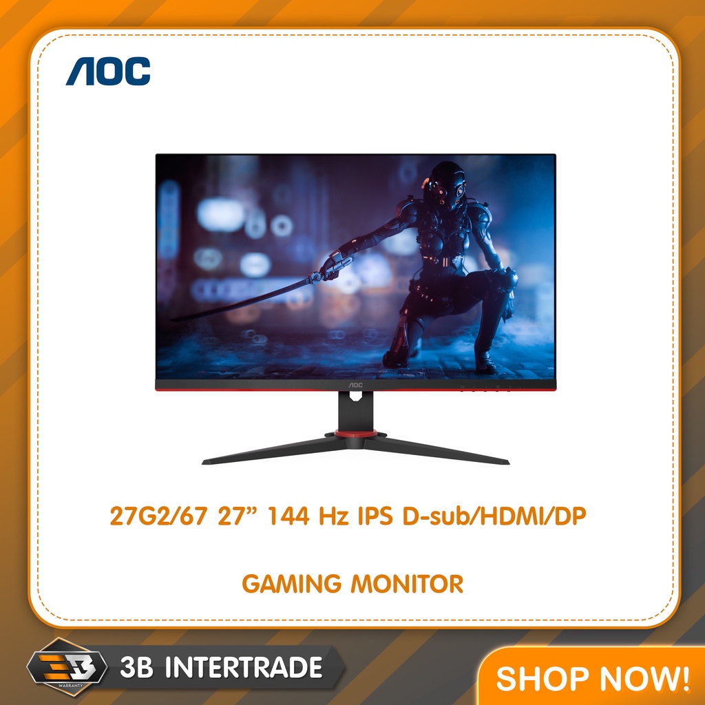 MONITOR AOC 27G2/67 27" GAMING MONITOR 144Hz IPS D-sub/HDMI/DP 06484