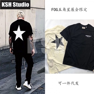 Fear of God T-shirt INS High Street FEAR OF GOD Essentials นิทรรศการห้าดาวชี้ จำกัด เสื้อยืดแขนสั้น FOG น้ำแขนสั้น