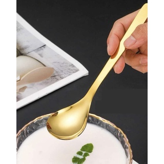 ช้อนยาว ช้อนซุป ช้อน สแตนเลส สีทอง Gold Stainless Steel Long Spoon