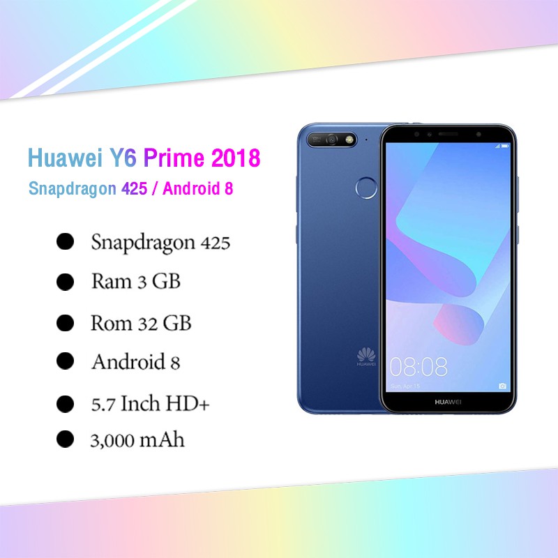 [Refurbished] Huawei Y6 Prime 2018 หน้าจอ5.7นิ้ว แรม3GB รอม32GB 3000mAh รับประกัน3เดือน