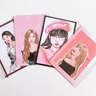 โปสการ์ดแฟนอาร์ต BLACKPINK แบล็คพิงค์ ศิลปินเกาหลี Lisa/Jennie/Rosie/Jisoo [Boys and I]