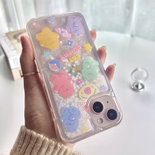 พร้อมส่งในไทย🦄 Case เคส เคสมือถือ เคสโทรศัพท์ เคสนิ่ม เคสตู้น้ำ gummy cat ไหลได้ เคสกากเพชร