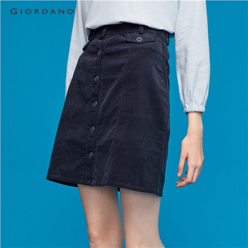 GIORDANO WOMEN Button closure corduroy skirt 13469802