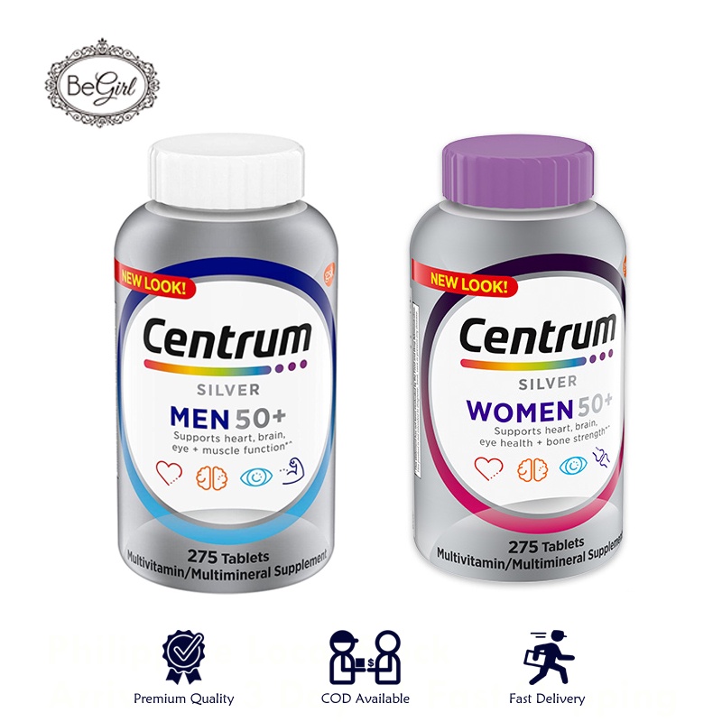 Centrum Silver Women Men 50+ Multivitamins Multimineral 275 Tablets วิตามินรวมสำหรับผู้หญิง วิตามินร