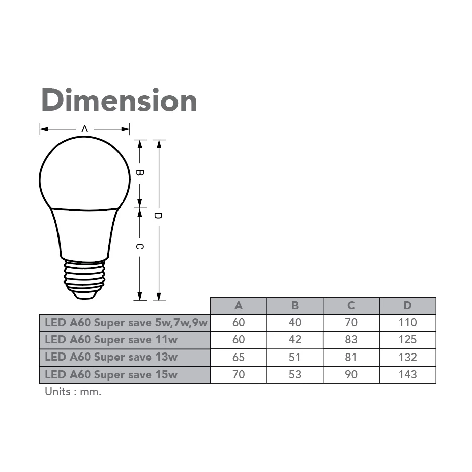 หลอดไฟ LED EVE A60/A65/A70 Super Save 5-15W ขั้ว E27 thumbnail 3