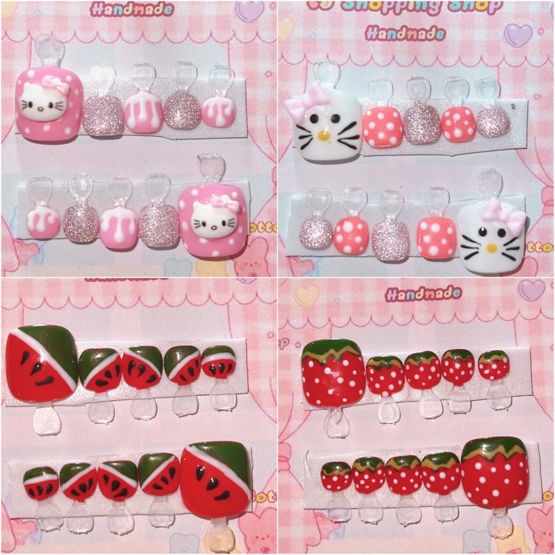 sale !เล็บปลอมเล็บเจลแท้ %(เท้า)ไซส์mงานน่ารักๆ กาวตะไบ