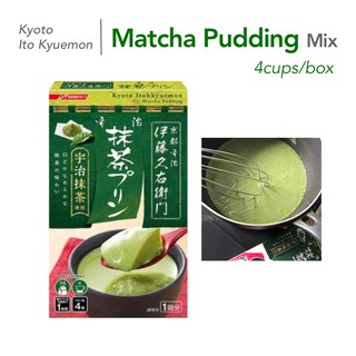 Nissin(นิสชิน) Kyoto Kyuemon Matcha Pudding Mix 50g Easy Make Pudding at Home Instant Matcha Puddig Mix Easy Home-made Matcha Dessert