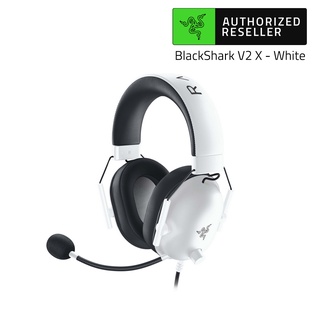 Razer BlackShark V2 X HyperClear Cardioid Mic Noise Cancellation with 7.1 Surround Sound Gaming Headphones - White (หูฟังเกมมิ่ง)