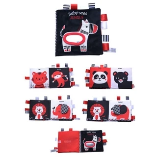 BabyBua หนังสือผ้า Funny zoo, Baby sees พร้อมส่ง หนังสือ 3 มิติ ของเล่นผ้า ขาวดำแดง ของเล่นเสริมพัฒนาการ