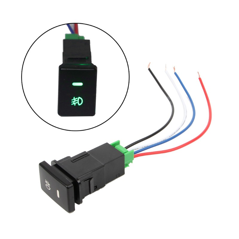 DC12V ไฟตัดหมอกหน้า Push Switch 4 ปุ่มสายไฟสําหรับ Toyota Camry Prius Corolla