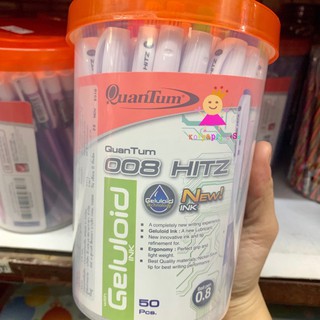 ปากกาลูกลื่น Quantum 008 HITZ geluloid  ขนาด 0.8mm สีน้ำเงิน/แดง 50แท่ง/กล่อง