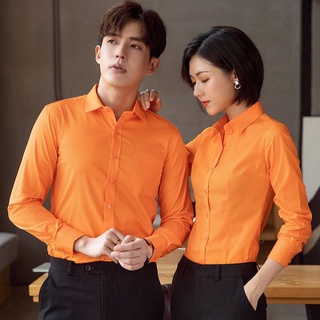 เสื้อเชิ้ตแขนยาว แบบเป็นทางการ สีขาว สไตล์นักธุรกิจ สําหรับผู้ชาย และผู้หญิง