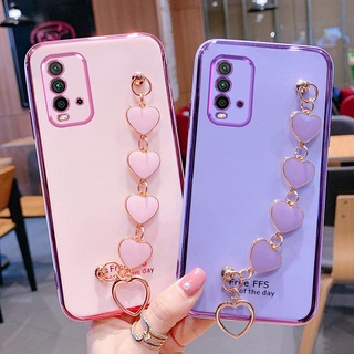 เคสโทรศัพท์ สําหรับ Xiaomi Redmi 9T 9A 9C 10C 8A Note 10 11 11S 10S 8 7 9 9S Pro 4G 5G มือถือนิ่ม กันกระแทก ปิดด้านหลัง ลายหัวใจ พร้อมสายคล้องมือ