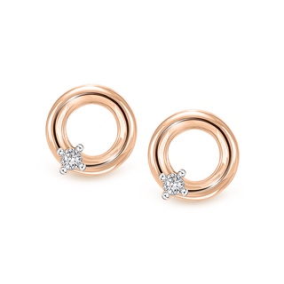 PRIMA ต่างหูเพชรรูป Circle (ทรงกลม) Golden 9 สี Rose Gold รหัสสินค้า 991E1373-01 จำหน่ายเป็นคู่ (2ชิ้น)