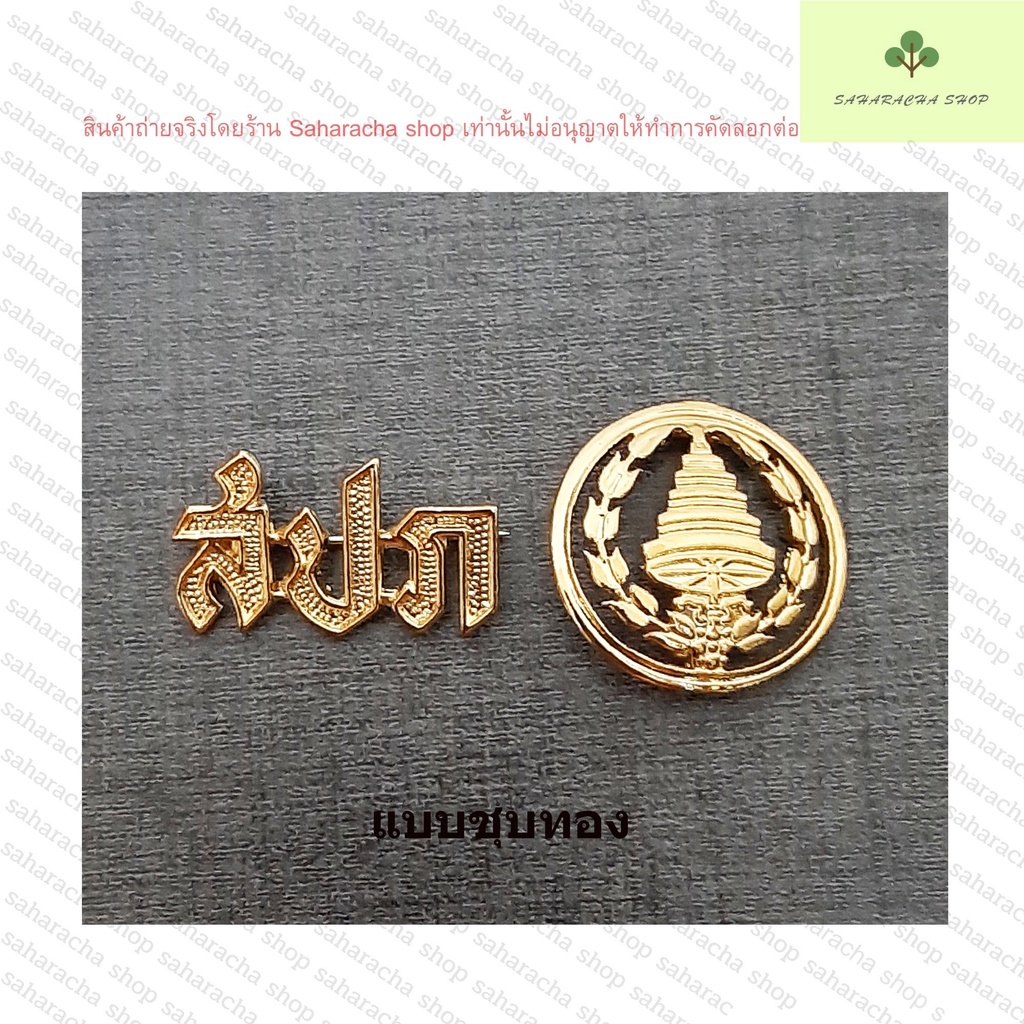 เข็มกลัด สปภ ร่มฉัตร ขาเข็มกลัด มีทั้งแบบขัดและแบบชุบทอง สินค้าขายเป็นคู่ กนกคอ องค์การทหารผ่านศึก - รูปที่ 2