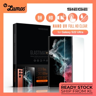 Siege Glastimate ฟิล์มกระจกนิรภัยกันรอยหน้าจอ 3D ป้องกัน UV NANO สําหรับ Samsung Galaxy S22 Ultra