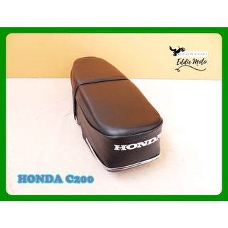 HONDA C200 "BLACK" DOUBLE COMPLETE SEAT with "CHROME" TRIM  // เบาะรถมอเตอร์ไซค์ สีดำผ้าเรียบ มีคิ้วโครเมี่ยม