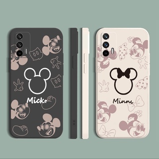 for OPPO A16 A94 A53 A15/A15S A12 AX7 A53 A52 A72 A92 A74 A54 5G Drawing Minne Mickey Mouse Square Straight Edge Soft Silicone Cover Duable Phone Case