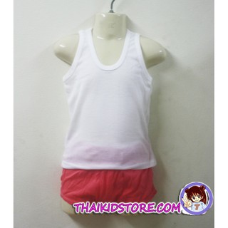 เสื้อกล้าม ผ้ายืดเนื้อเรียบ เด็กนักเรียน เนื้อผ้า TC ผ้านิ่ม Size S-M-L-XL-XXL สีขาว แพค 6 ตัว / 12 ตัว ใหม่