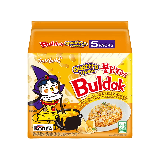 Samyang Buldak Quattro Cheese ซัมยัง บูลดัก ควอทโทร ชีส ราเมง รสไก่สูตรเผ็ดสไตล์เกาหลีผสมชีส 4 ชนิด 145 กรัม แพ็ค 5 ห่อ