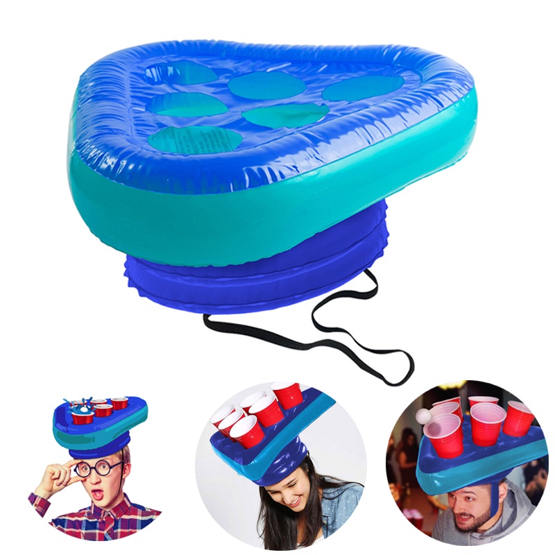 Sydnee Pong Hat Game Set Inflatable Pong Game Set Beer Hats Toss Games Fun Lawn Toys Adult Kids Inflatable Beer Hats Hat Rings Toss Game Fun Lawn Game Toys Throwing Ring Ferrule Tools Christmas Prop 