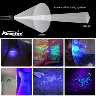 Alonefire G700 ไฟฉาย led UV 365&395nm ซูมได้สําหรับตรวจจับปัสสาวะสัตว์เลี้ยง