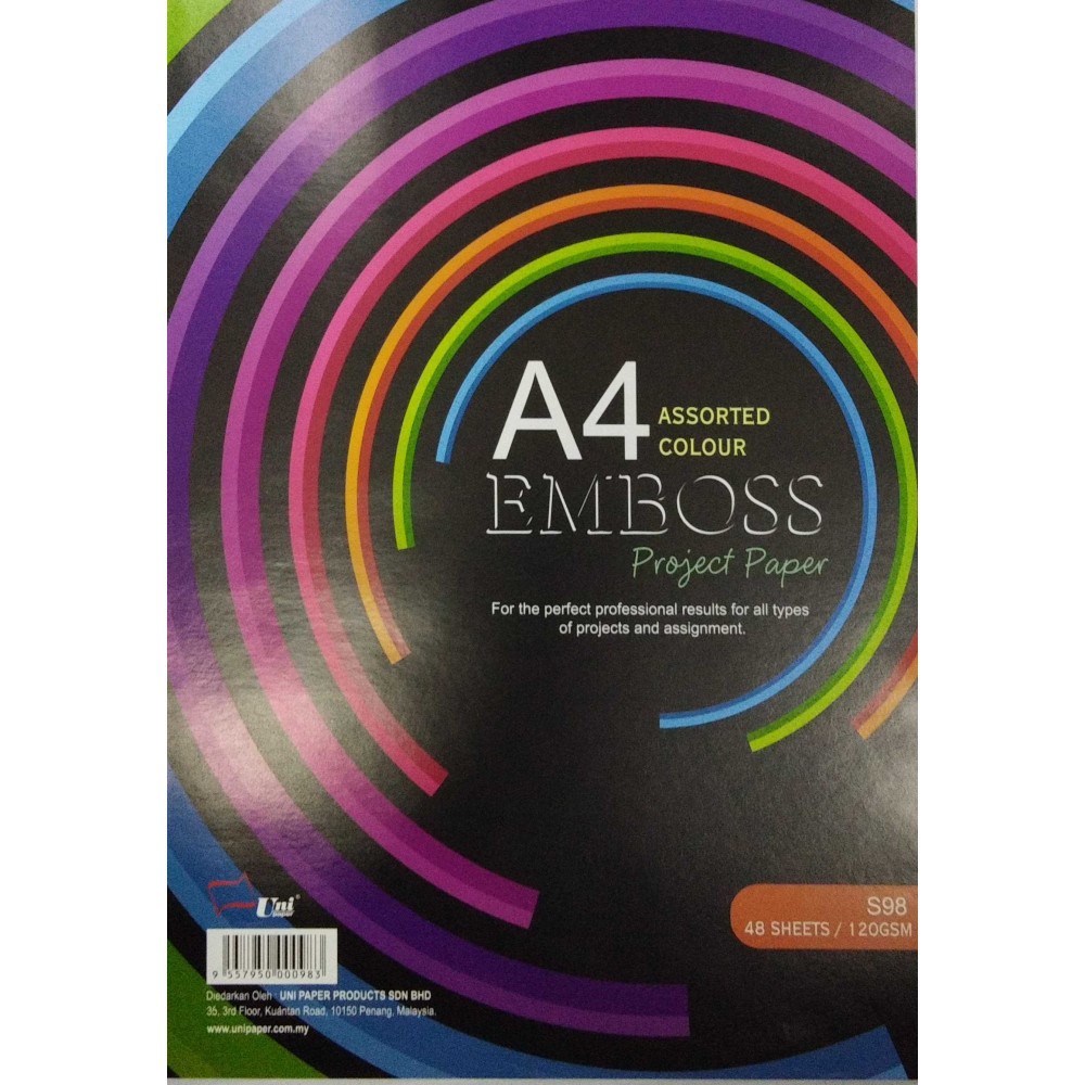UNIPAPER A4 ASSORTED COLOUR PROJECT PAPER
