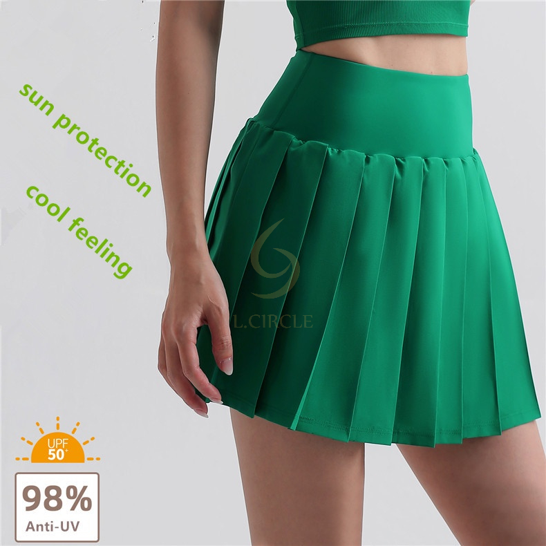L.CIRCLEadies 2 In 1 design กระโปรงโยคะจับจีบพร้อม Build In Pocket Shorts กระโปรงเทนนิสน้ําหนักเบา