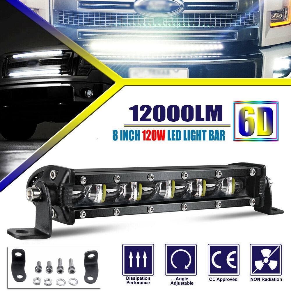 6D 8" Led Work Light Bar 12V 24V 6500K Spot Flood Combo for Lada Jeep 4x4 Offroad LED Tractor Boat 4